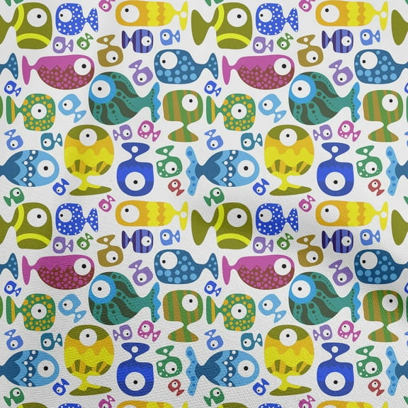oneOone Cotton Flex Yellow Fabric Kids Fish Sewing Craft Projects Fabric Prints By Yard 40 Inch Wide