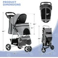 thumbnail image 2 of ZOPan 3-Wheel Pet Stroller, Foldable Travel Jogger for Small & Medium Dogs & Cats (Up to 33lbs), Lightweight Carrier with Breathable Mesh Cover, Cup Holder & Storage Basket, Gray, 2 of 11