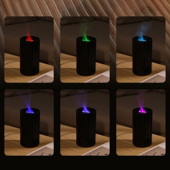 Flame Diffuser For Essential Oils,100Ml Colorful Air Aroma Diffuser Humidifier Black Fangkenuo