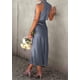 thumbnail image 5 of Vestido PRETTYGARDEN Satén Sin Mangas Cuello Simulado Maxi XXL Gris Azul, 5 of 8