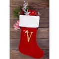 thumbnail image 4 of Miaocao 18.11 Inch Red Velvet Monogram Christmas Stocking, Personalized Embroidered Xmas Hanging Ornament for Fireplace Home Party Decor, 4 of 5