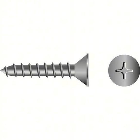 SeaChoice 00719; #10X1 Phillips Head Flat Sheet Metal Screw Stainless Steel 100/ Bag