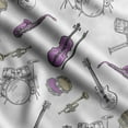 thumbnail image 1 of Soimoi Musical Instruments Print, Silk Fabric, Decor Sewing Fabric by The Yard 42 Inch Wide,Decorative Fabric for Shirts Suits Ties, White, 1 of 5