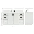 thumbnail image 3 of Ariel Kelly 60 Inch Single Rectangle Sink Bathroom Vanity With Carrara White Quartz Countertop 1.5 Inch Edge In White, 3 of 12