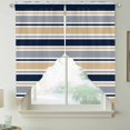 thumbnail image 2 of Khaki Grey Striped Swag Curtains for Kitchen/Bedroom/Living Room, Navy Blue Farmhouse Stripes Abstract Art Scalloped Curtains 63 Inch Long, Window Swag Topper Curtains Valances 2 Panels Set 36"x63", 2 of 8