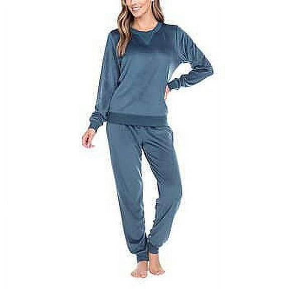 Honeydew Womens Super Soft Fleece Velour Lounge Set,Hunter,Large