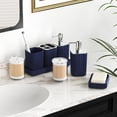 thumbnail image 4 of XLHOMO Navy Blue Bathroom Accessories Set - Gorgeous Bathroom Set, 10PC Bathroom Accessory Set, Brush, Trash Can, Qtip Holder & Soap Dispenser, 4 of 14