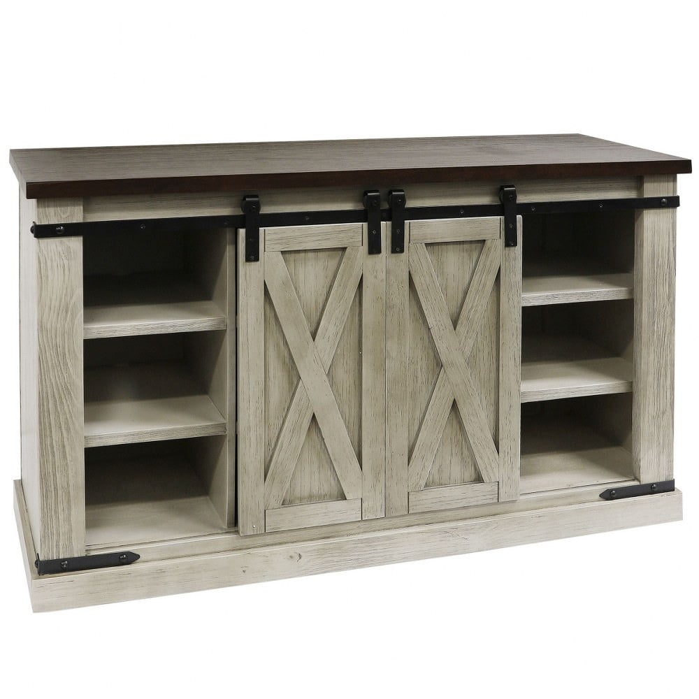 Peachtree Sliding Barn Door Media Console with Removable Shelves