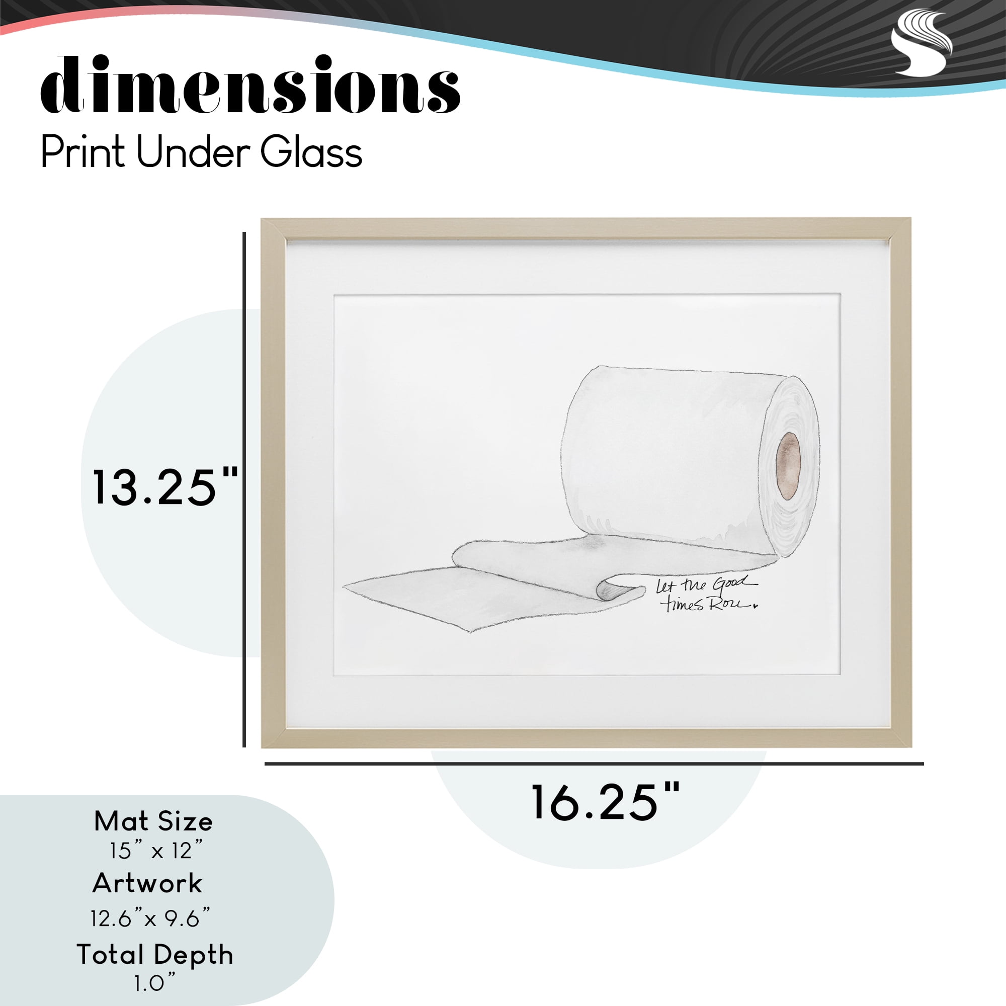 Stupell Industries Good Times Roll Toilet Paper Birch Framed Print Under Glass, design by Nola James