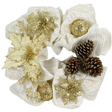 Gold Holiday Wreath - Holiday Time White/Gold Wreath, 20