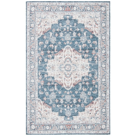 SAFAVIEH Classic Vintage Ramona Medallion Area Rug, Light Blue/Rust, 5' x 8'