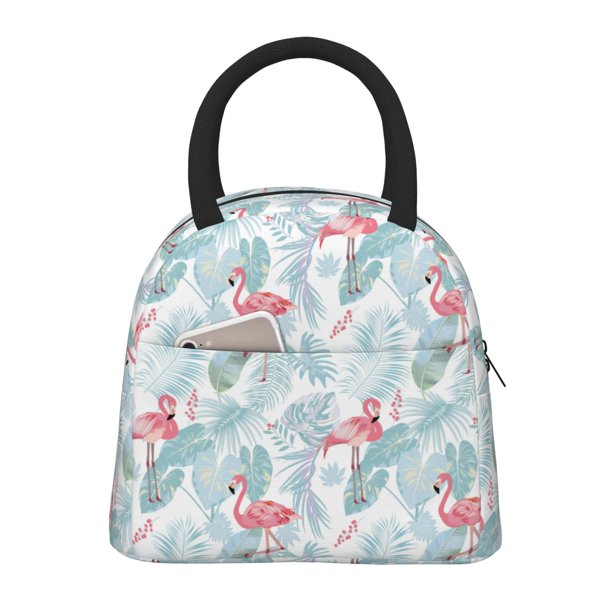 Fotbe Tropical Flamingo Bolsa de Almuerzo con Estampado, Lonchera Aislada, Contenedor de Comida Reutilizable Tipo Cooler a Prueba de Fugas