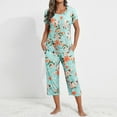 thumbnail image 5 of Womens Pajamas Short Sleeve Sleepwear Tops And Capri Pants Print Pajama Sets With Pockets Pajamas Suit, 5 of 7