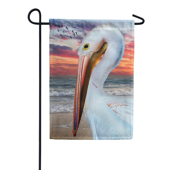 America Forever Pelican Beach Summer Garden Flag 12.5 x 18 inches Tropical Seabird Sunset Coastal Nautical Bird Double Sided Seasonal Yard Outdoor Decorative Summertime Garden Flag