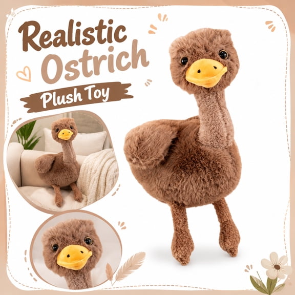 Wizlet Ostrich Stuffed Animals Plush Toy – 13.7in Lifelike Stuffed Animal, Kawaii Room Decoration & Stress Relief Companion - Ostrich