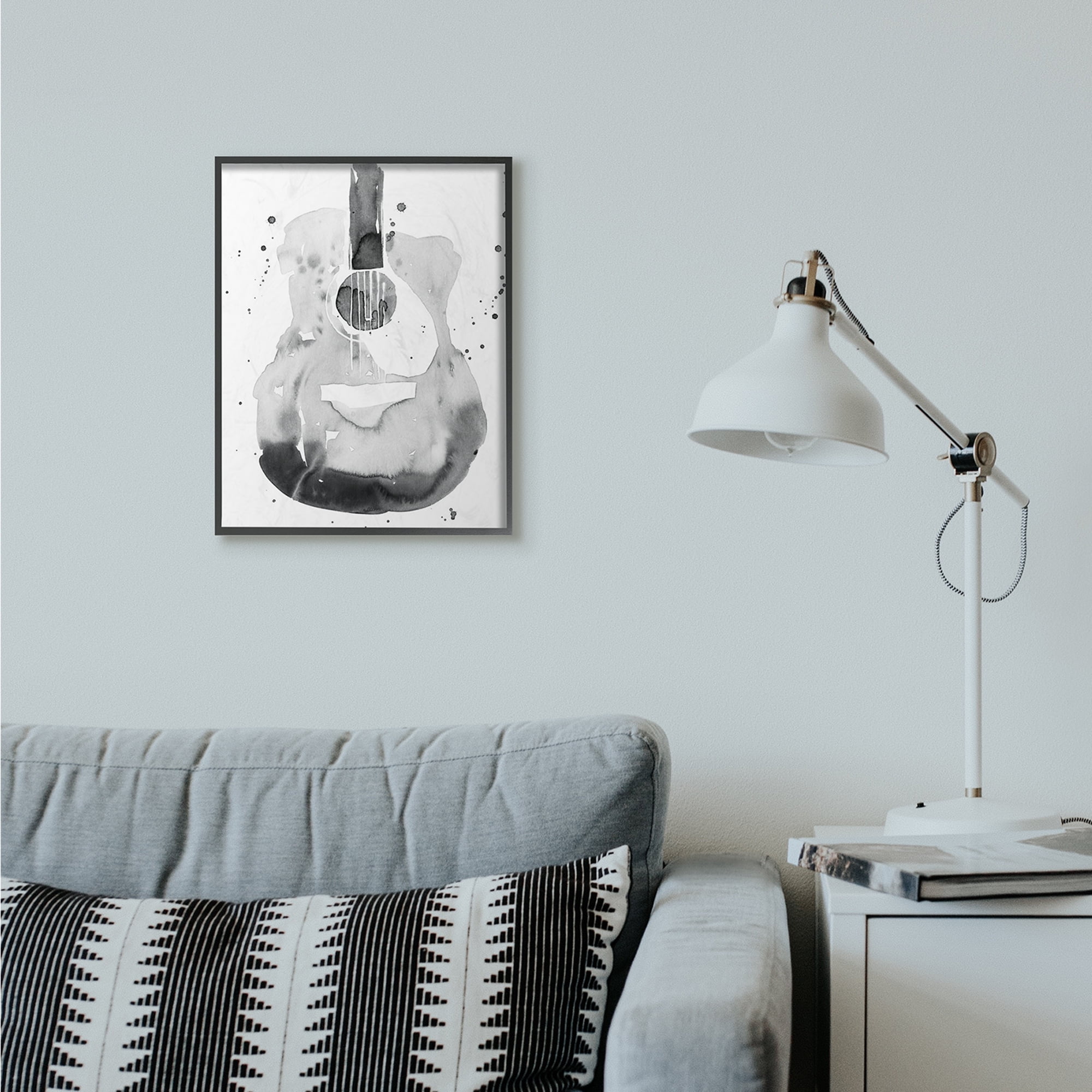 Stupell Industries Acoustic Guitar Abstract Watercolor Pattern Painting Framed Wall Art by Annie Warren