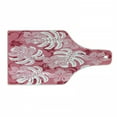 thumbnail image 1 of Luau Cutting Board, Hibiscus Flower Monstera Leaves Rainforest Plants Fresh Nature Motif, Decorative Tempered Glass Cutting and Serving Board, Wine Bottle Shape, Pink White and Ruby, by Ambesonne, 1 of 1