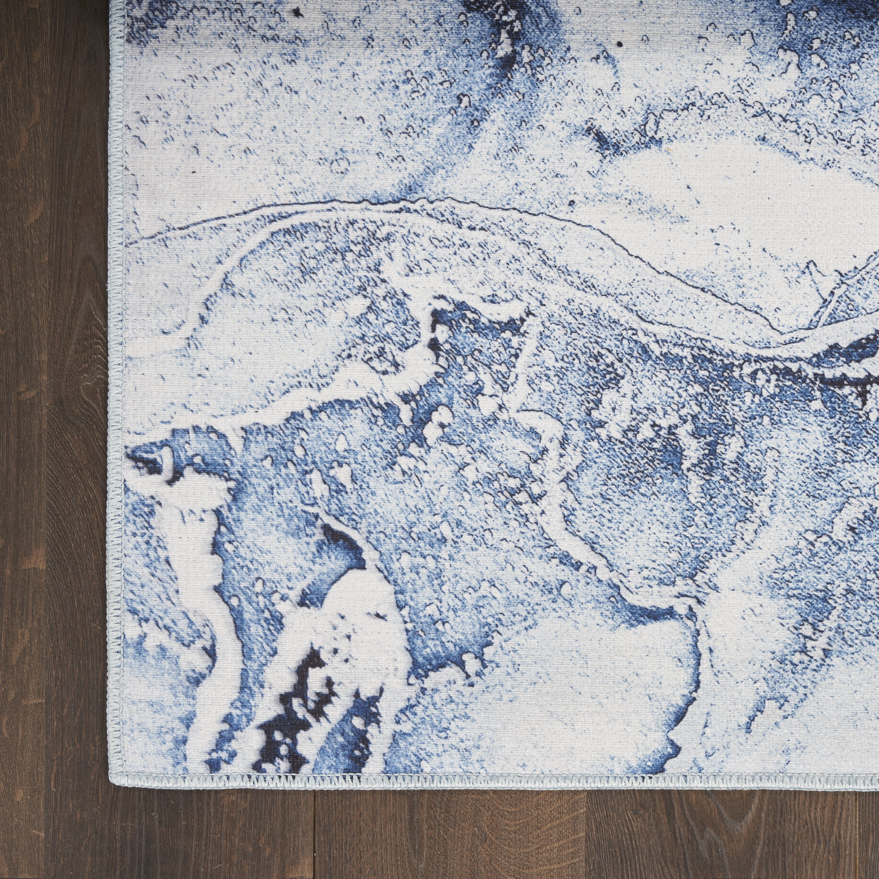 Inspire Me! Home Décor Daydream Abstract Ivory Blue 2'2" x 7'6" Area Rug (2x8)