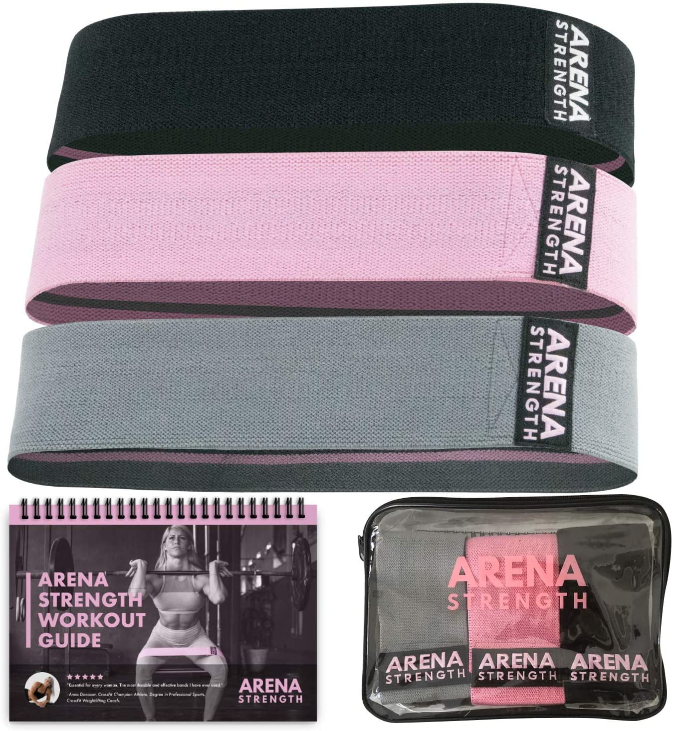 Fabric Resistance Bands for Legs & Butt Arena Strength Booty Fabric Bands 3PK 