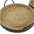 thumbnail image 6 of DecMode 15", 12"W Black Wooden Coiled Oval Tray with Black Metal Handles, 2-Pieces, 6 of 13