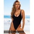 thumbnail image 2 of Women's Black High Cut Scoop Back One Piece Swimsuit Size, 2 of 5
