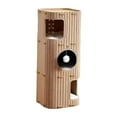 thumbnail image 3 of Casa de fieltro para gatos de 3 pisos, adorable, para gatos de interior, multiusos, con pelota colgante. Camello, 3 of 9