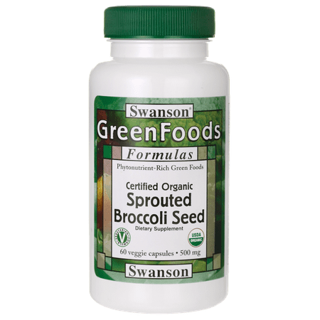 Swanson Certified Organic Sprouted Broccoli Seed 500 mg 60 Veg Caps