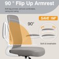 thumbnail image 6 of COOLHUT Drafting Chair Tall Office Chair for Standing Desk, Ergonomic High Office Desk Chair with Adjustable Foot Ring, Flip-Up Armrests and Lumbar Support for Home Office or Drawing Use, Gray, 6 of 11