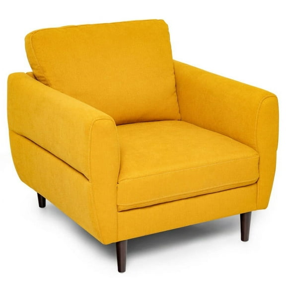 Resenkos Modern Upholstered Accent Chair Single Sofa Armchair-Yellow, Modern Mid-Century Upholstered Living Room Chair
