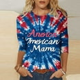 thumbnail image 2 of 3/4 Length Sleeve Womens Tops Plus Size Heart American Flag T Shirts for 4th of July Independence Day Patriotic Tshirts USA Star Stripes Graphic Tees Casual Crewneck Tunic Top Memorial Day Outfits, 2 of 5