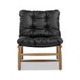 thumbnail image 5 of Mid-Century Modern Accent Chair in Genuine Leather, Stylish Black Upholstered Chair for Living Room or Office, 5 of 10