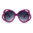 thumbnail image 3 of Womens Scribble Petal Rim Plastic Round Cute Feminine Sunglasses Fuchsia - Smoke, 3 of 8