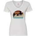 thumbnail image 3 of Inktastic Duck Hunting Retro Sunset Hunter Gift Women's V-Neck T-Shirt, 3 of 5