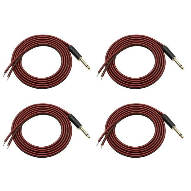 4X Cable Desnudo de 1/4 una Altavoz, Cable de Audio una Adaptador Mono Macho de 6,35 mm Altavoz de Alta Fidelidad OFC Chapado en de Extremo Abierto de Repuesto