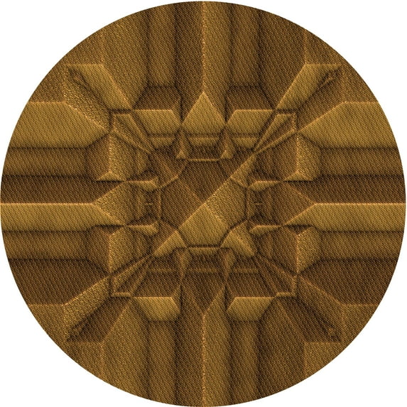 Ahgly Company Machine Washable Indoor Round Transitional Red Brown Area Rugs, 6' Round