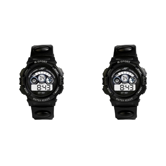 (2-Pack) 2025 Date Quartz Watch Boy's Sports Watch Date Display Digital Sports Mens Alarm Drawstring Wrist Sport
