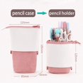 thumbnail image 3 of Retractable Pencil Case Stand Up Pencil Case Pencil Pouch Phone Holder Pens Case Standing Pen Pouch Bag Pencil Case Large Capacity Pencil Case Canvas Pencil Case,Pink, 3 of 5