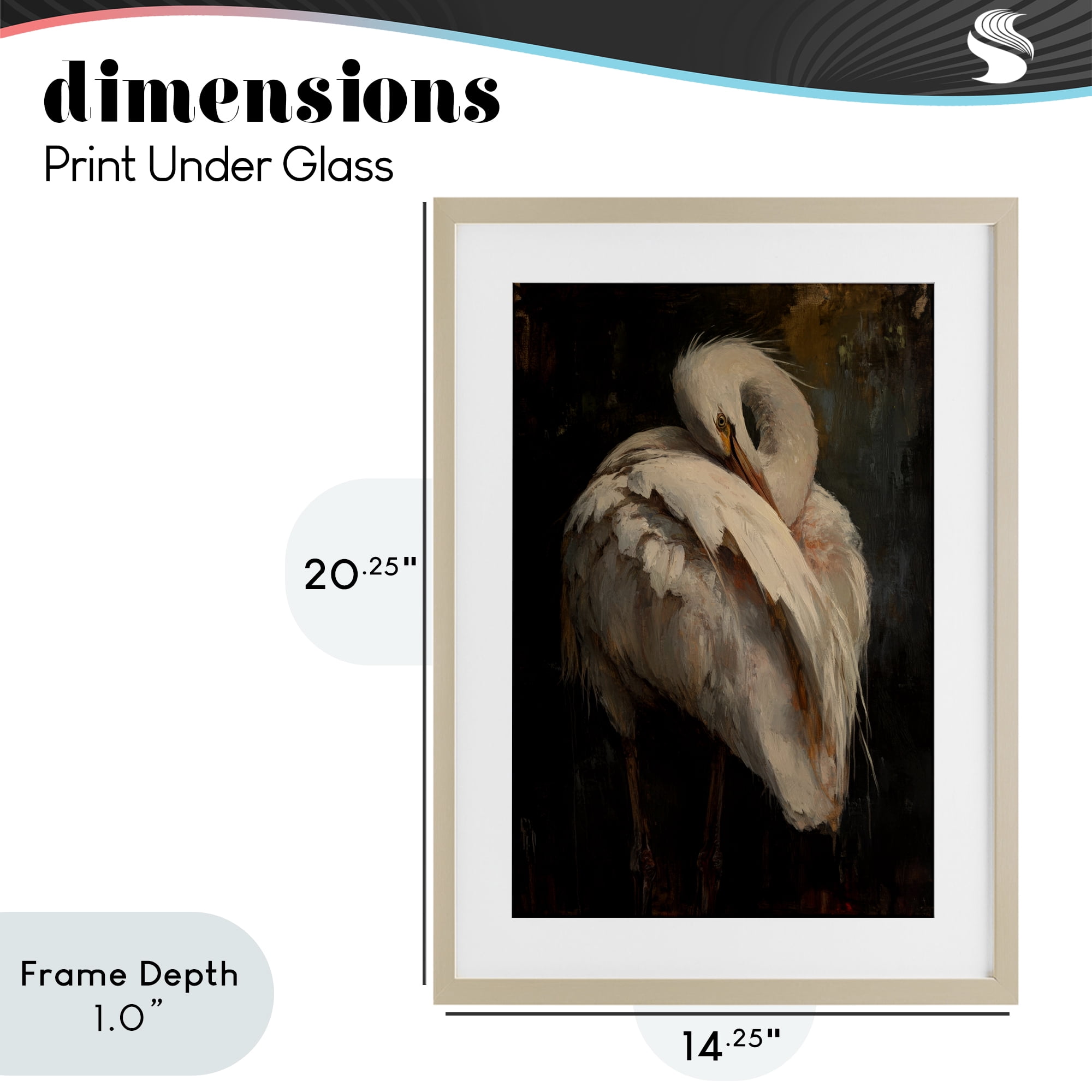 Stupell Industries Sleeping Egret in Golden Light Birch Framed Print Under Glass, design by Petal Prints Design