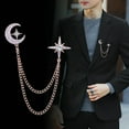 thumbnail image 3 of Huanledash Star Moon Brooch Dazzling Rhinestone Inlaid Hanging Chain Elegant Men Women Business Suit Lapel Collar Pin Fashion Jewelry, 3 of 8