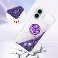thumbnail image 3 of Funda para iPhone 16 Plus con Brillo Líquido Flotante, Purpurina, Parachoques y Anillo Giratorio Soporte, 3 of 5