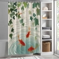 thumbnail image 6 of Japanese Carp Fish Extra Long Shower Curtain Set, Waterproof Shower Curtains for Bathroom, Oriental Art Vintage Leaves Vines Koi Fish Washable Fabric Bath Curtain for Bathtub with Hooks 72x96 Inches, 6 of 9