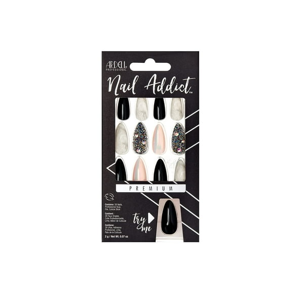 Ardell Nail Addict Premium Artificial Nail Set, Marble & Diamonds
