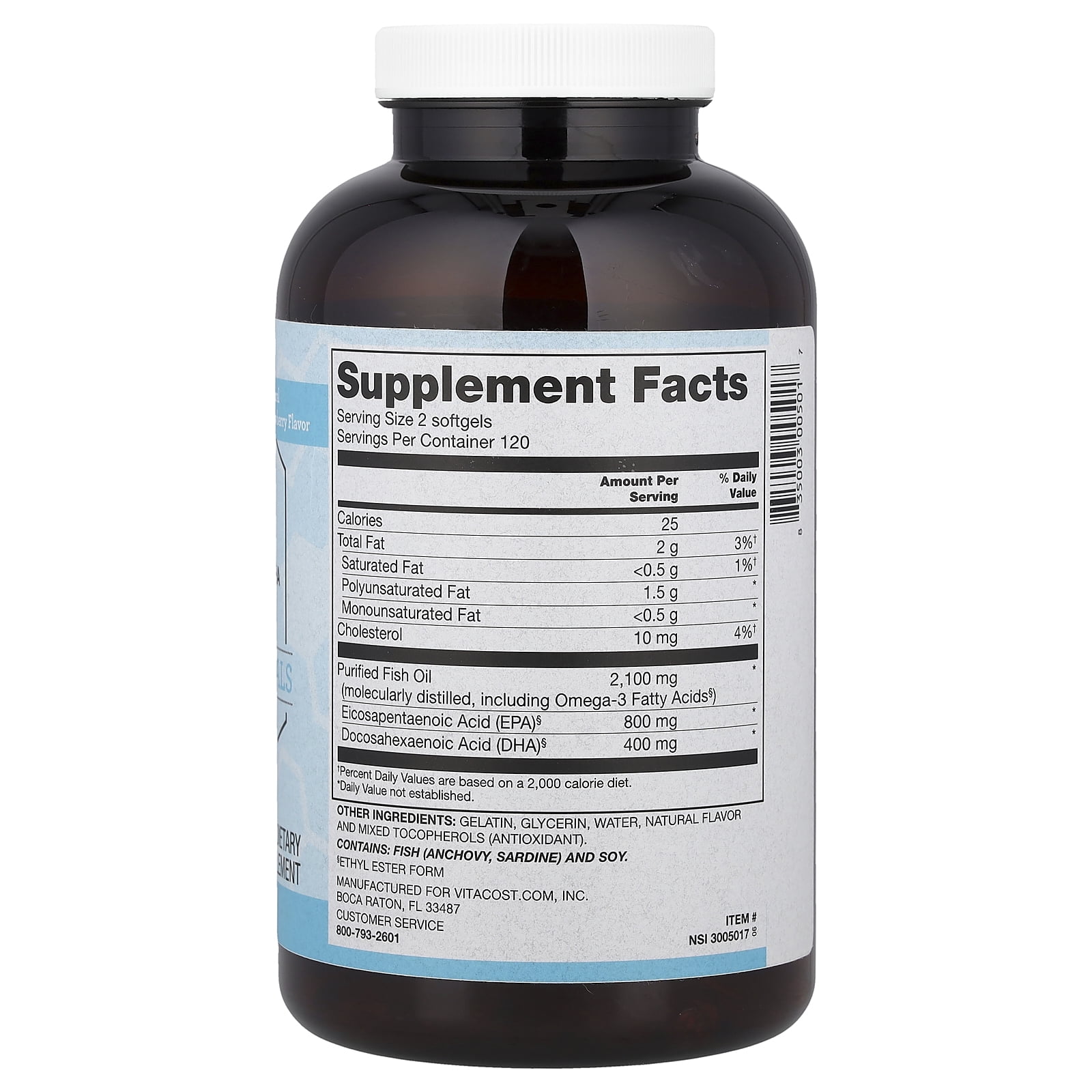Vitacost Synergy Mega EFA® - 1200 mg Omega 3 EPA  DHA per serving Natural Strawberry -240 Softgels