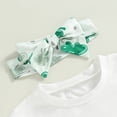 thumbnail image 5 of Atogsazn Toddler Baby Girls 3PCS Outfits St. Patrick's Day Shamrocks Print Short Sleeve T-Shirt Tops+Casual Flared Pants Headband Set for 2Y Baby White on Clearance, 5 of 7