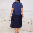 thumbnail image 6 of Plus Size Nightgown for Women, Satin Loungewear Dress Floral Lace Short Sleeve V-Neck Nightwear Long Sleepwear Pajamas for Women Skirt Cotton Soft Navy XXL, 6 of 6