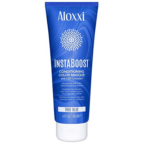 ALOXXI InstaBoost BLUE Color Depositing Conditioner Mask - Instant Temporary Hair Color Dye - Hair Color Masque for Deep Conditioning (True Blue), 6.8 Fl Oz