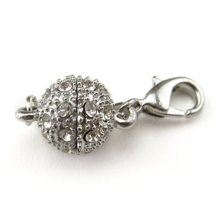 Lobster Ball Machines - 20 Pack - CleverDelights Magnetic Jewelry Clasps - Rhinestone Ball Style + Lobster Clasp - Silver Color