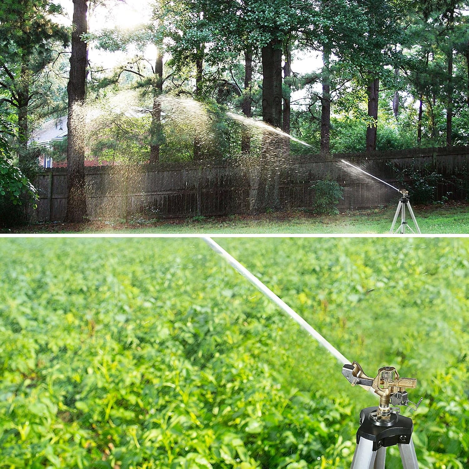 YAMATIC 360° Impact Sprinkler on Adjustable Tripod Base, Heavy Duty for Lawn, Yard & Garden (20–90FT Coverage)