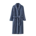 thumbnail image 2 of Clearance! Horkkom Robes for Women Fleece Warm Shawl Bathrobe Fuzzy Cinched Waist Strapped Solid Color Nightgowns With Pockets, Gifts for Women, 2 of 6