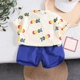 thumbnail image 5 of Elainilye Fashion Summer Toddler Baby Boys 2 Piece Outfits Casual Print Short Sleeved T-shirt Denim Shorts Clothes Set Sizes 1-5Y,Beige, 5 of 9